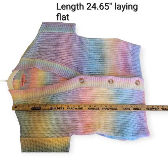 BLANKNYC I Hope So Multicolored Rainbow Pastel Dreamy Romantic Cardigan XL EUC - Picture 10 of 15